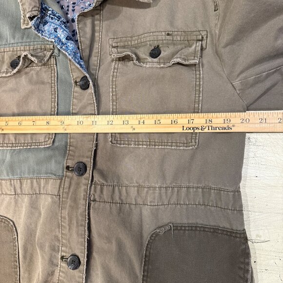 Free People We The Free Women's Patchwork Military Utility Jacket Olive M - Picture 6 of 7
